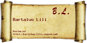 Bartalus Lili névjegykártya